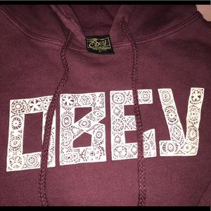 Obey maroon pullover hoodie/sweatshirt